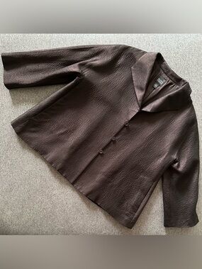 Eileen Fisher 100% Silk Brown Jacket Size Small